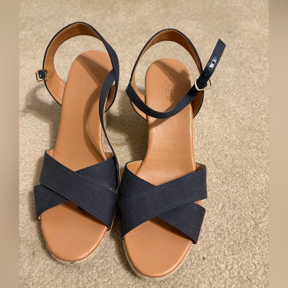 J.Crew Espadrille Wedge Sandals – Navy – Size 10